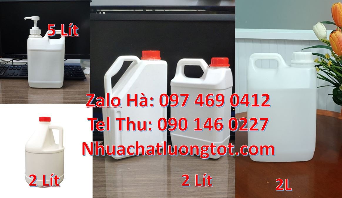 can 2l đựng nước xả vải,can nhựa 2l đựng thuốc thủy sản,can 5l trong g
