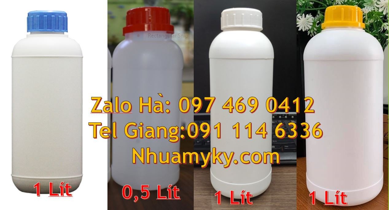 chai nhựa 500ml hdpe,chai 1l màu trắng sữa,chai nhựa 0.5l đựng tẩy tra