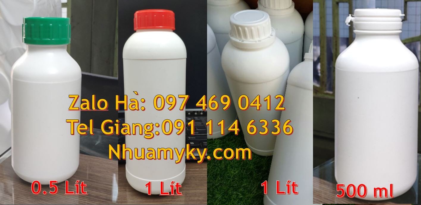 chai nhựa 500ml hdpe,chai 1l màu trắng sữa,chai nhựa 0.5l đựng tẩy tra
