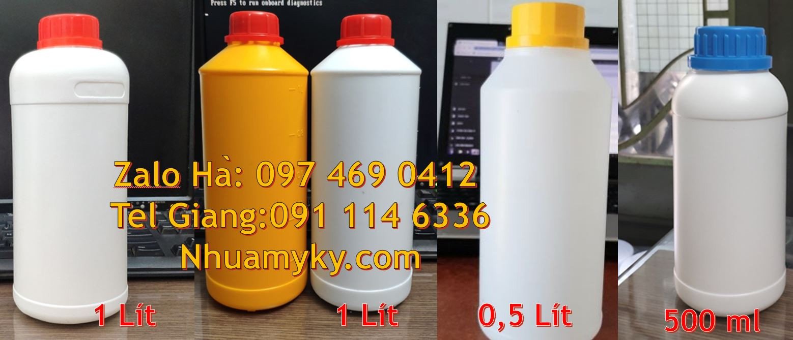 chai nhựa 500ml hdpe,chai 1l màu trắng sữa,chai nhựa 0.5l đựng tẩy tra