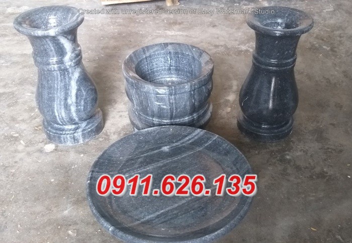 Mẫu Bộ Bát Hương Đá, Đá Nguyên Khối, Làm Theo Yêu Cầu