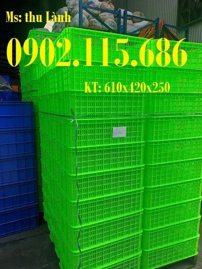 Sóng nhựa hở 610x420x250, sóng cá H250, sọt nhựa H250