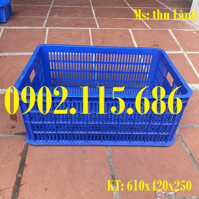 Sóng nhựa hở 610x420x250, sóng cá H250, sọt nhựa H250