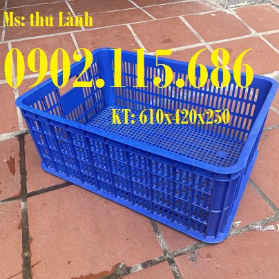 Sóng nhựa hở 610x420x250, sóng cá H250, sọt nhựa H250