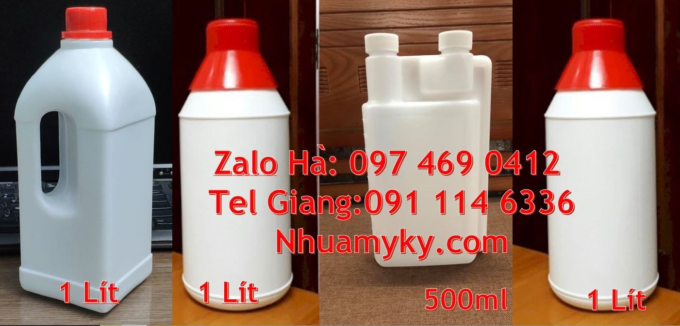 chai nhựa 1l miệng nhỏ, chai nhựa 0.5l đựng mật mía,chai nhựa hdpe gia