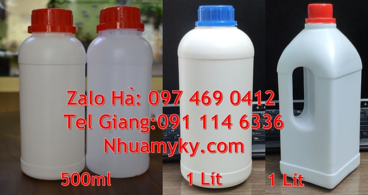 chai nhựa 1l miệng nhỏ, chai nhựa 0.5l đựng mật mía,chai nhựa hdpe gia