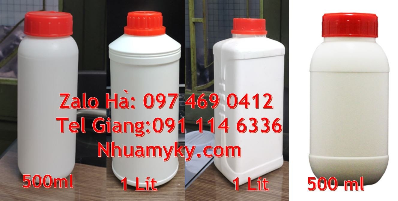 chai nhựa 1l miệng nhỏ, chai nhựa 0.5l đựng mật mía,chai nhựa hdpe gia