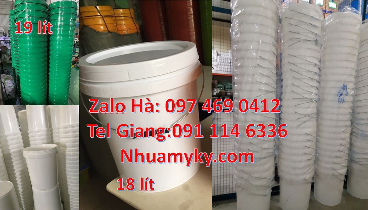 xô nhựa 20l có nắp đậy chiết rót,xô nhựa nắp rót 18l thùng nhựa 19l rẻ