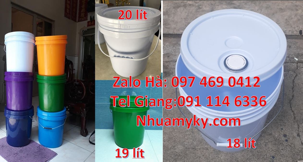 xô nhựa 20l có nắp đậy chiết rót,xô nhựa nắp rót 18l thùng nhựa 19l rẻ