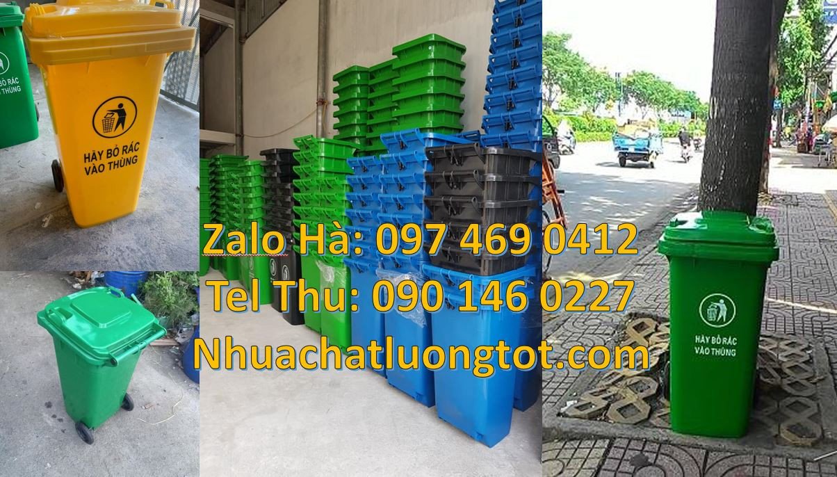 thùng rác công nghiệp 120l 240l thùng rác 120l có bánh xe đạp chân gia