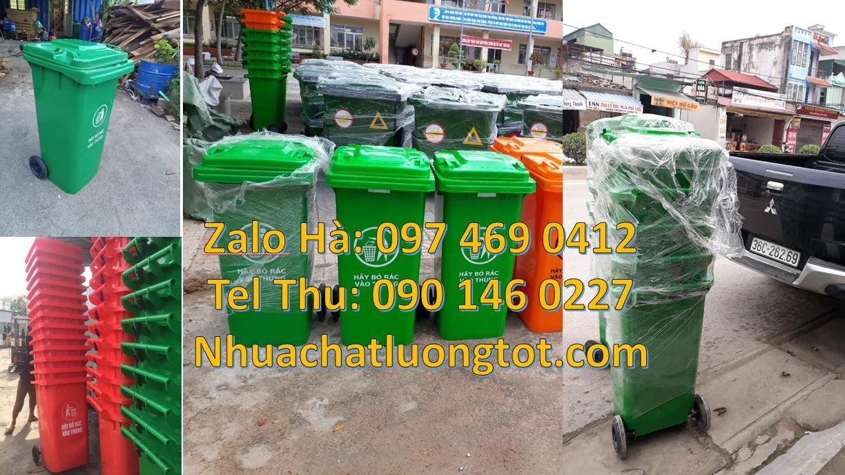 thùng rác công nghiệp 120l 240l thùng rác 120l có bánh xe đạp chân gia