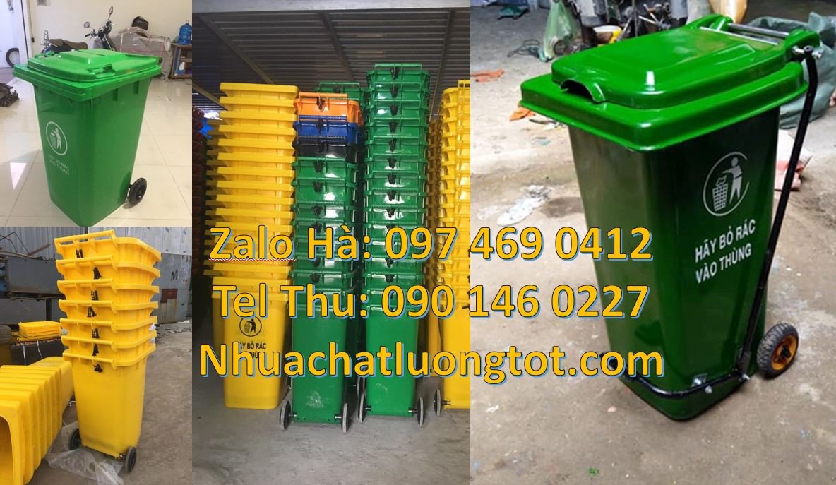 thùng rác công nghiệp 120l 240l thùng rác 120l có bánh xe đạp chân gia