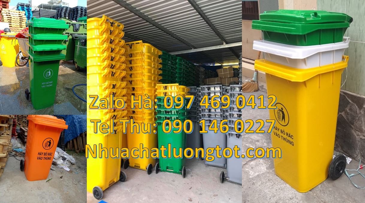 thùng rác công nghiệp 120l 240l thùng rác 120l có bánh xe đạp chân gia