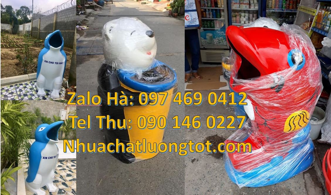 thùng rác hình con cá heo,thùng rác hình con gấu,thùng rác hình con va