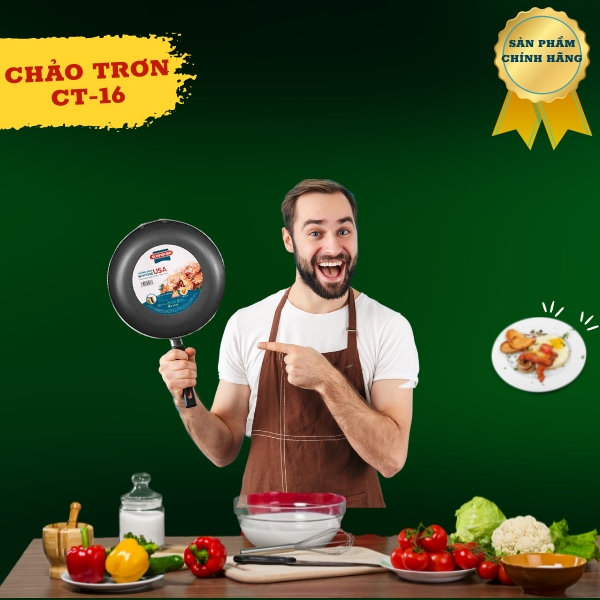 Chảo trơn CT16 - Nhôm nguyên chất - Siêu chống dính