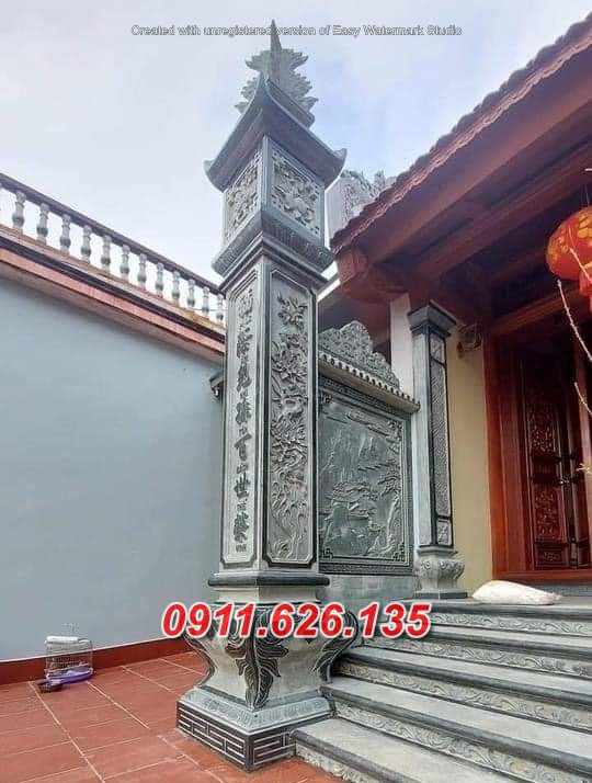 Cột Đá Đẹp Đồng Trụ Nguyên Khối Đá Trắng