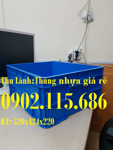 Hộp nhựa đặc 520x424x220mm, thùng đặc H220