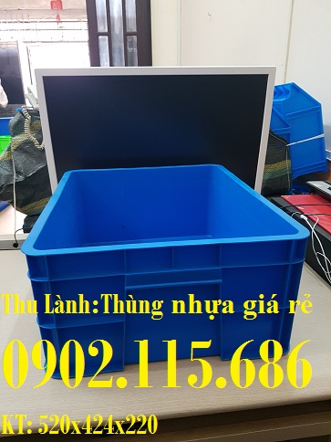 Hộp nhựa đặc 520x424x220mm, thùng đặc H220