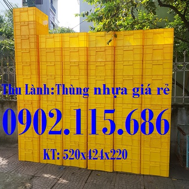 Hộp nhựa đặc 520x424x220mm, thùng đặc H220