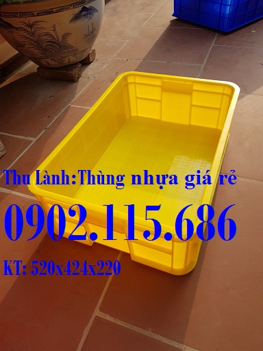 Hộp nhựa đặc 520x424x220mm, thùng đặc H220