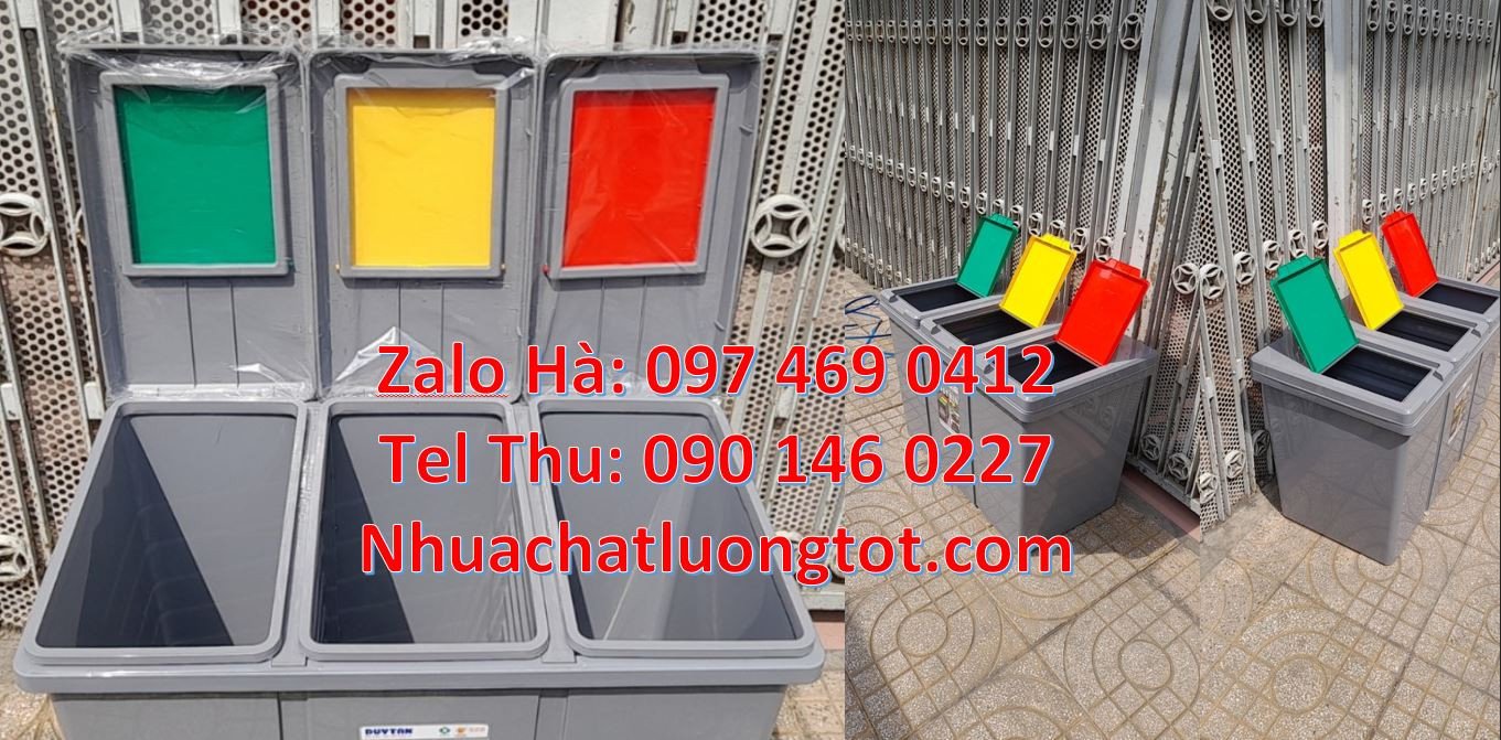 Thùng rác công cộng 3 ngăn,thùng rác 2 ngăn giá rẻ,thùng rác 3 ngăn na