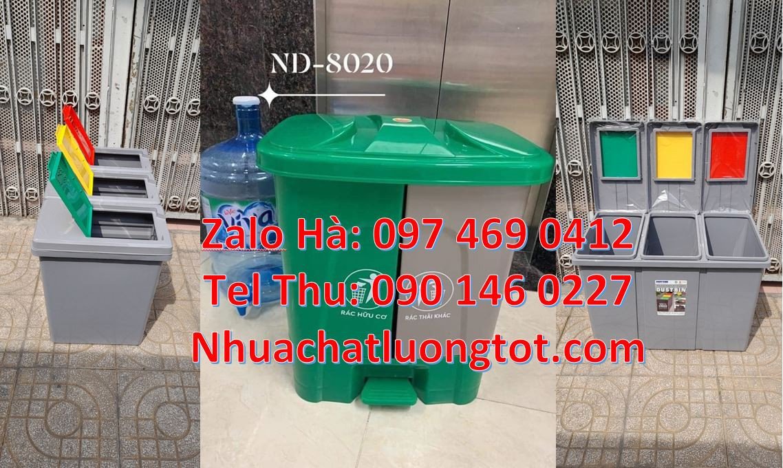 Thùng rác công cộng 3 ngăn,thùng rác 2 ngăn giá rẻ,thùng rác 3 ngăn na