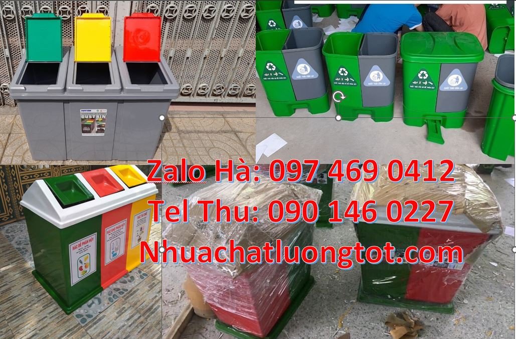 Thùng rác công cộng 3 ngăn,thùng rác 2 ngăn giá rẻ,thùng rác 3 ngăn na