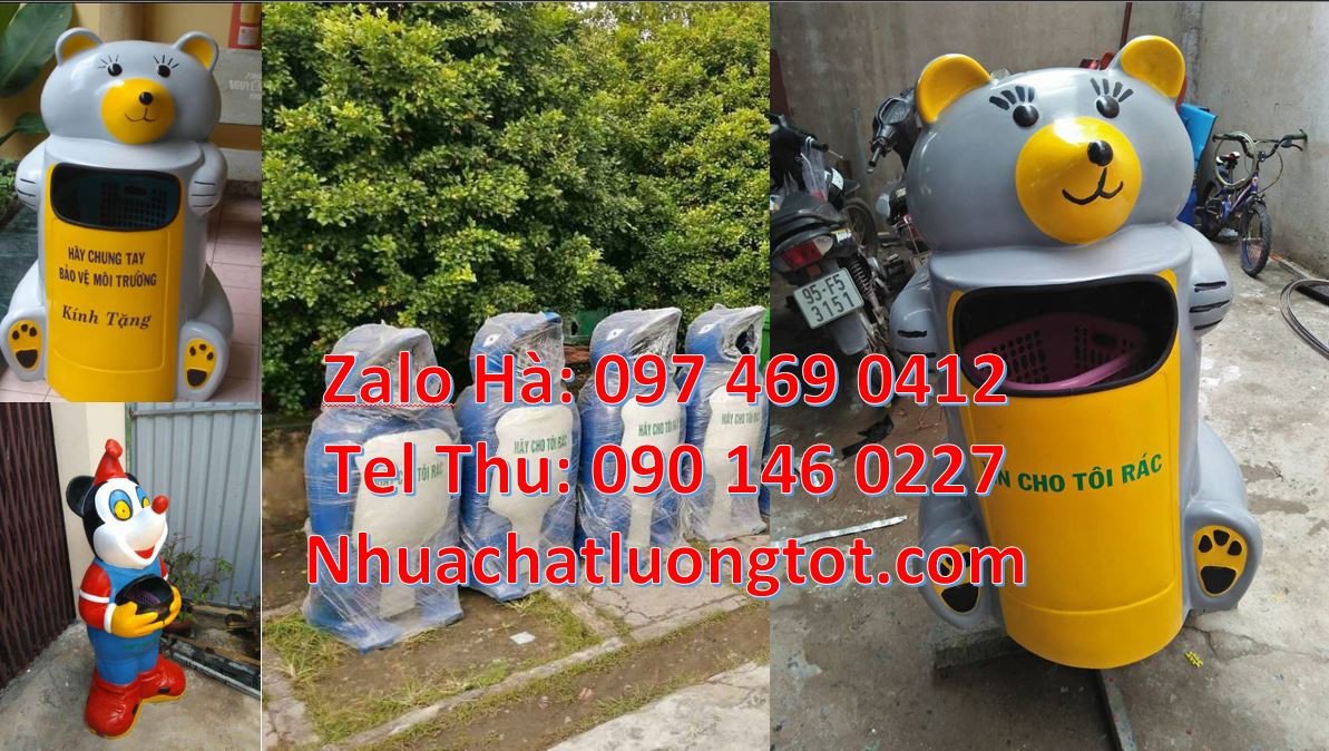sọt rác chinh cánh chục,thùng rác hình cá heo,thùng rác hình chuột túi