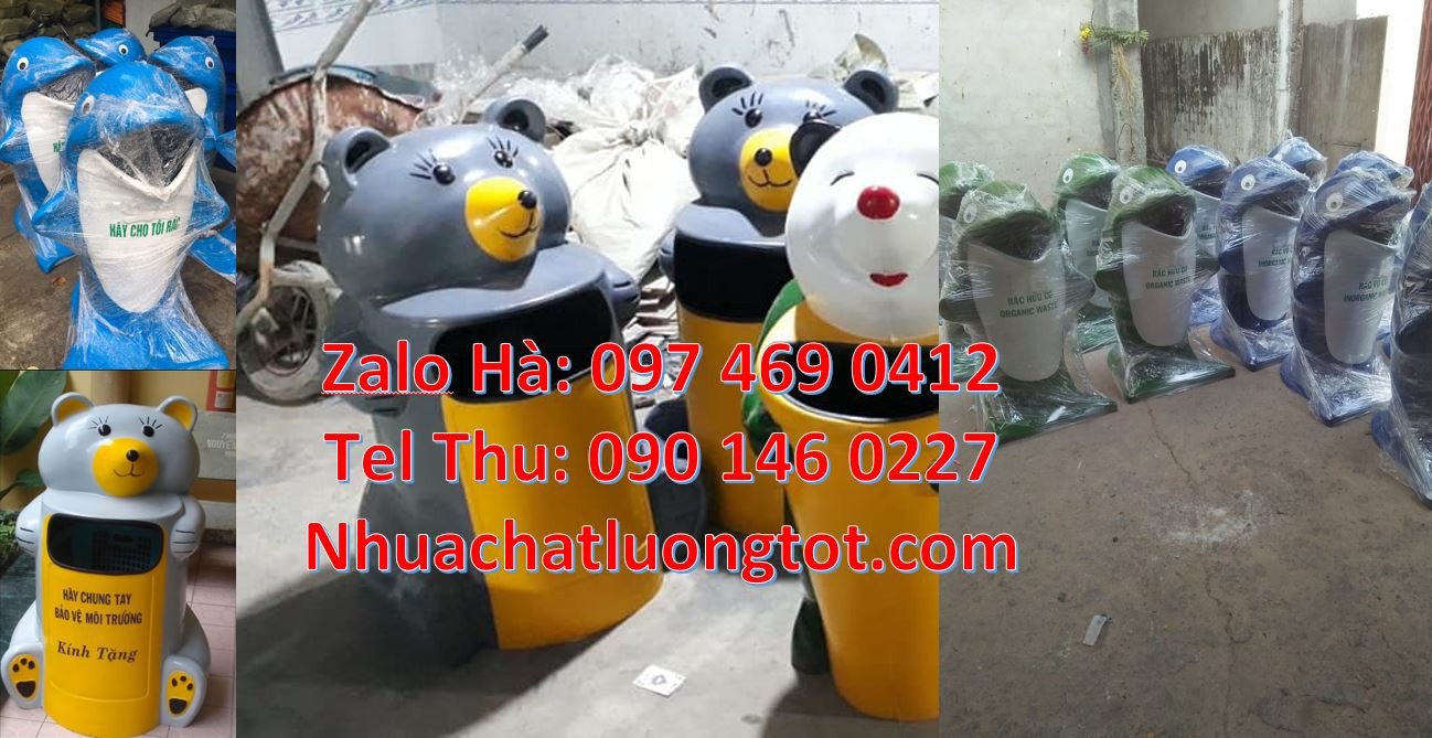 sọt rác chinh cánh chục,thùng rác hình cá heo,thùng rác hình chuột túi