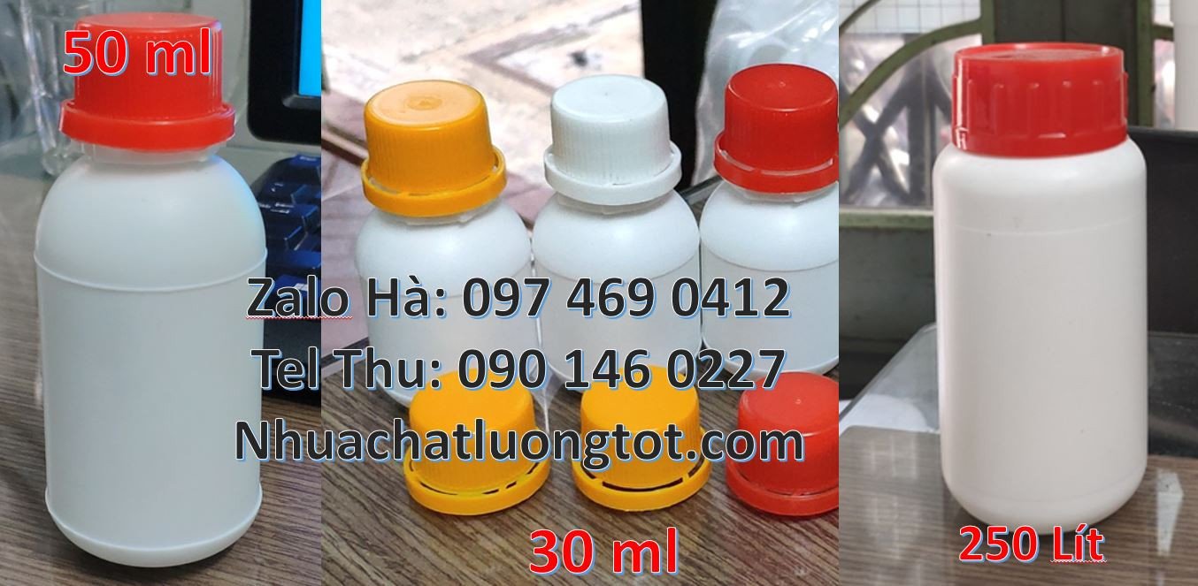 chai nhựa 250ml đựng hóa chất, chai nhựa 100ml đựng đầu ăn, chai nhựa