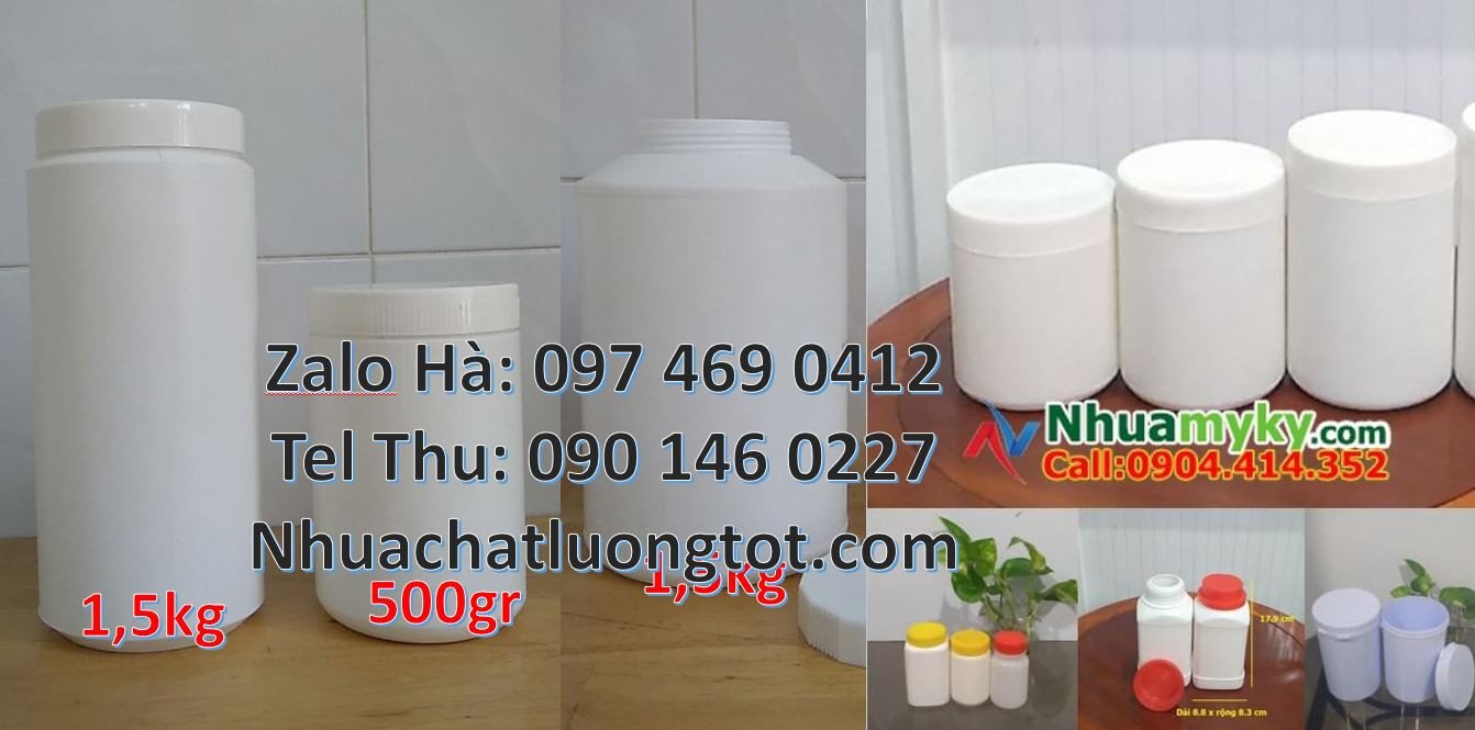 Bán hủ 0.5kg đựng hóa chất,hũ 250g đựng nước rửa chén, hũ nhựa giá rẻ