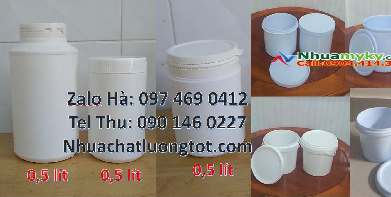 Bán hủ 0.5kg đựng hóa chất,hũ 250g đựng nước rửa chén, hũ nhựa giá rẻ