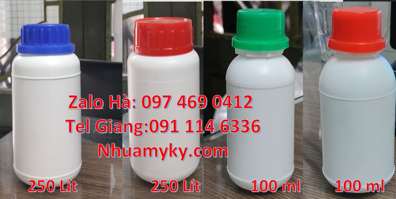 chai nhựa 100ml màu trắng,chai nhưa 250ml đựng hóa chất, chai nhựa đư