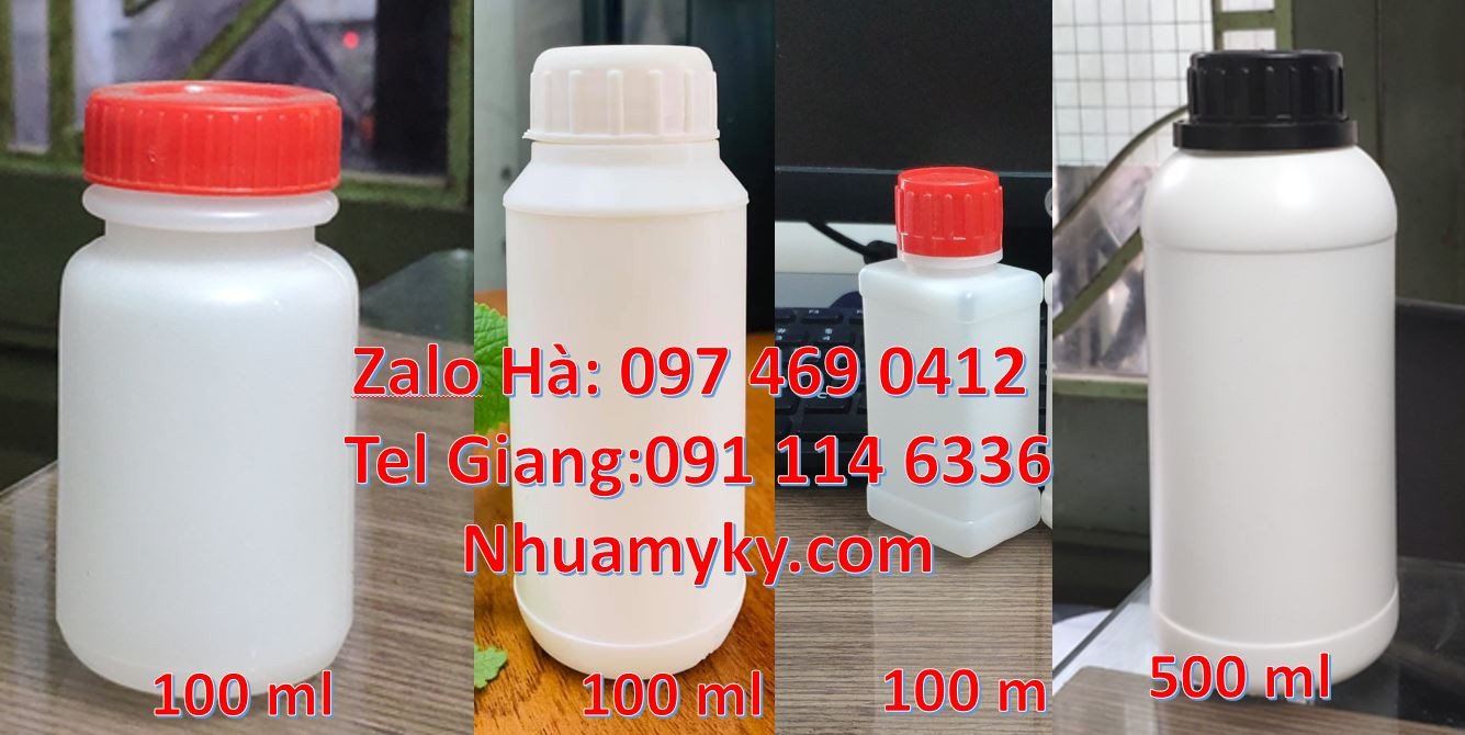 chai nhựa 100ml màu trắng,chai nhưa 250ml đựng hóa chất, chai nhựa đư