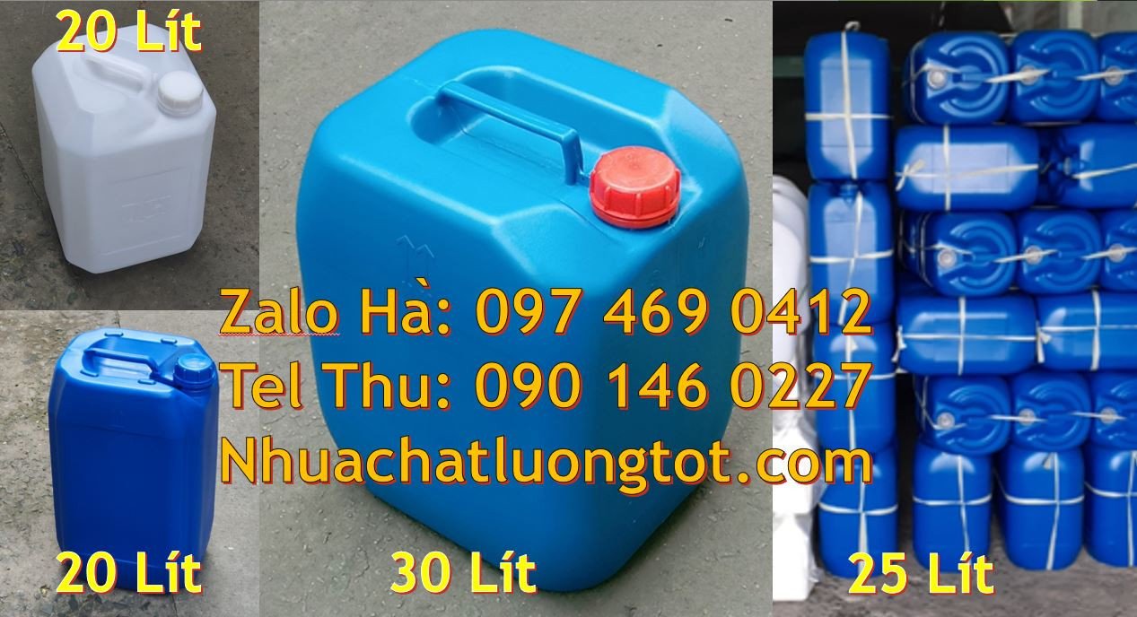 can 25l màu trắng, can 20l đựng hóa chất giá rẻ, can 30l màu xanh vàng
