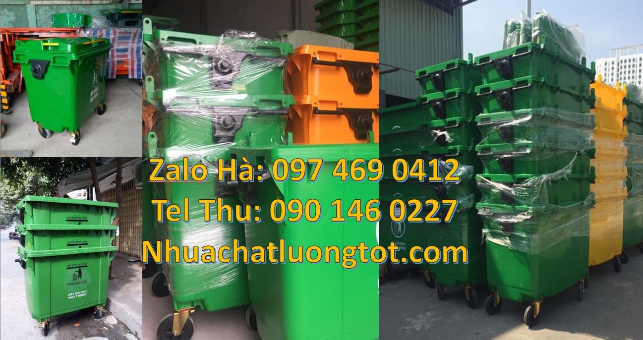 xe thu gom rác 660l 4 bánh nhỏ cao su, xe thu gom rác chất lượng cao