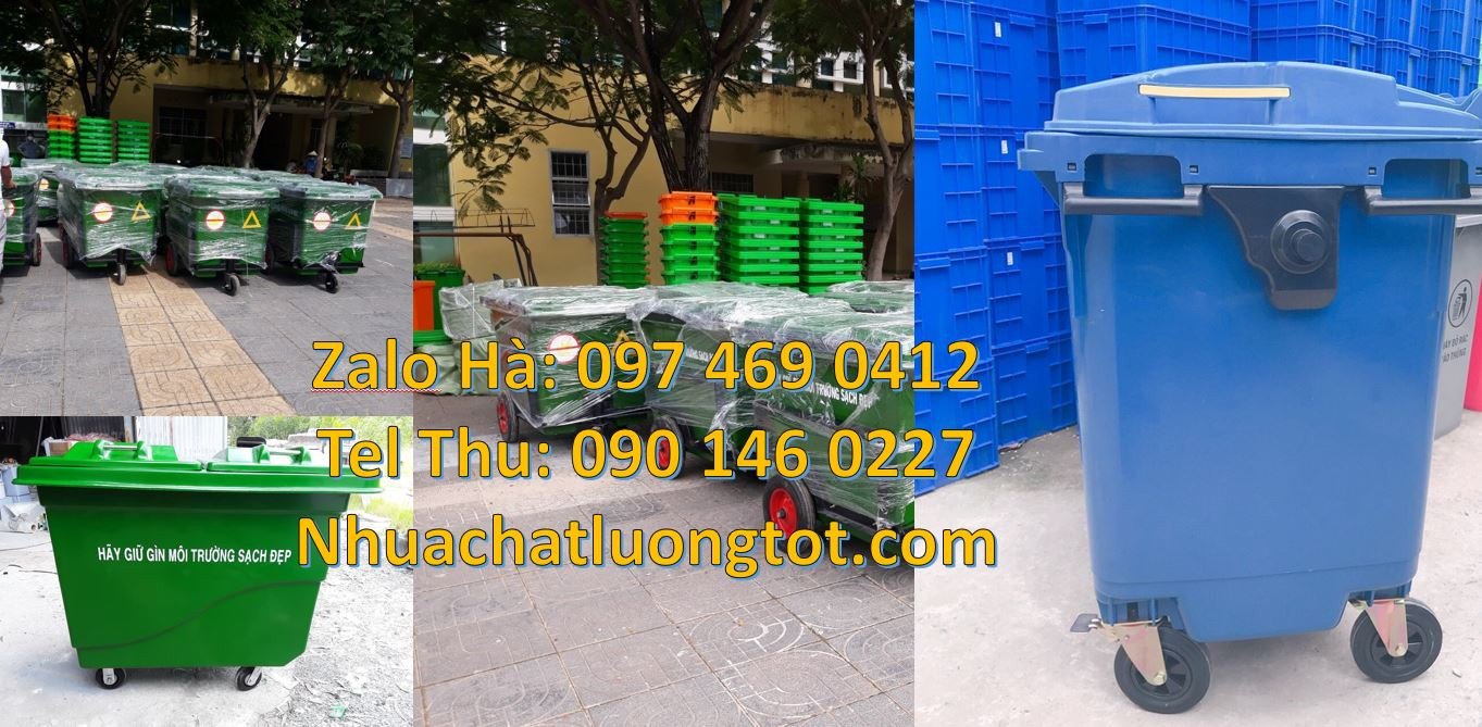 xe thu gom rác 660l 4 bánh nhỏ cao su, xe thu gom rác chất lượng cao