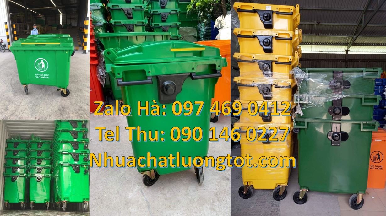 xe thu gom rác 660l 4 bánh nhỏ cao su, xe thu gom rác chất lượng cao