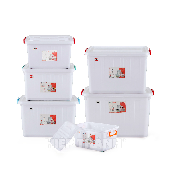 Thùng đa năng có nắp và bánh xe đẩy dùng chứa đồ, nuôi cá 30L-220L