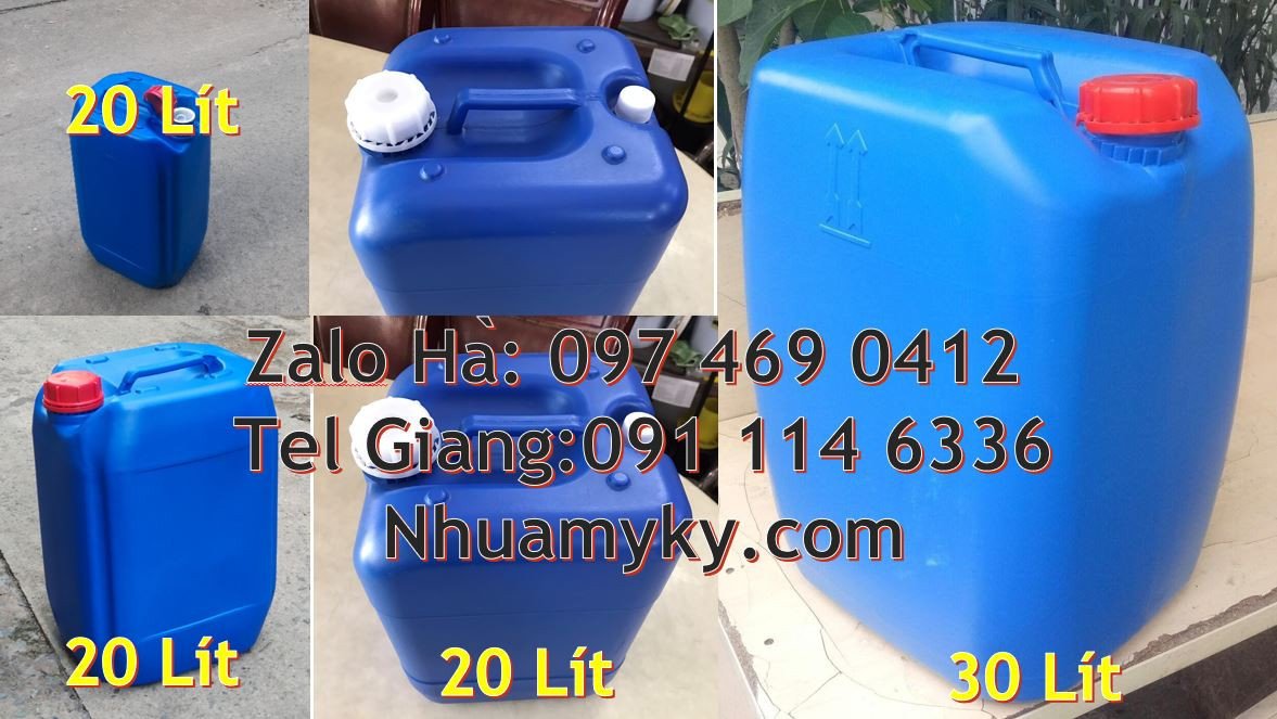 can nhựa 18l đựng mật mía,can nhựa 20l đựng xăng dầu, can nhựa xanh đỏ