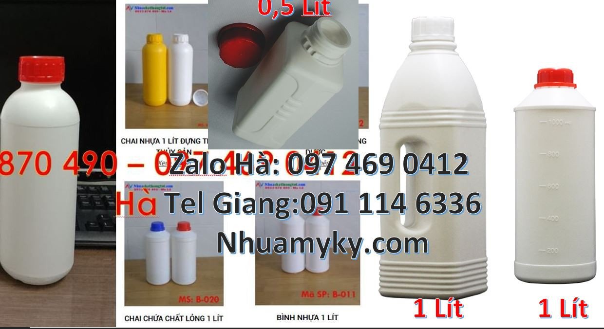 Chai 1l hdpe màu trắng, chai 0.5l đựng nước tương,chai nhựa giá rẻ nhấ