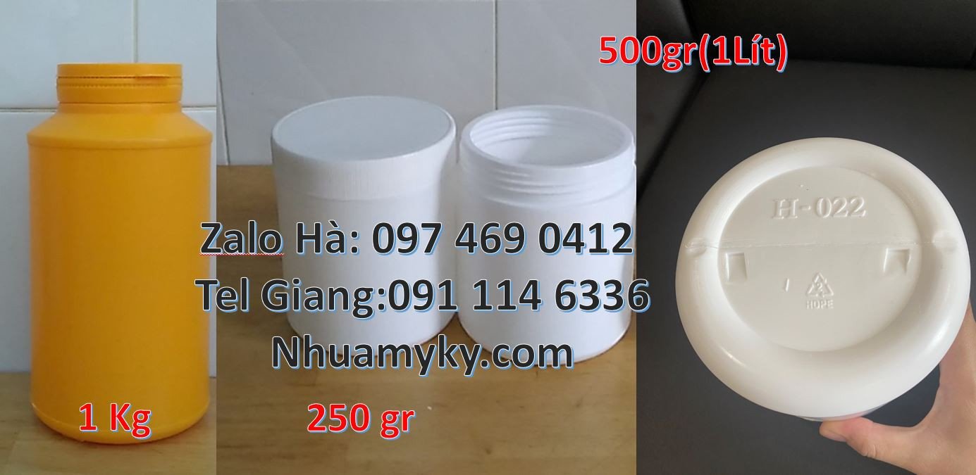 hũ nhựa 1kg nắp vặn màu trắng, hũ nhựa 500gr trắng đục,hũ nhựa giá rẻ