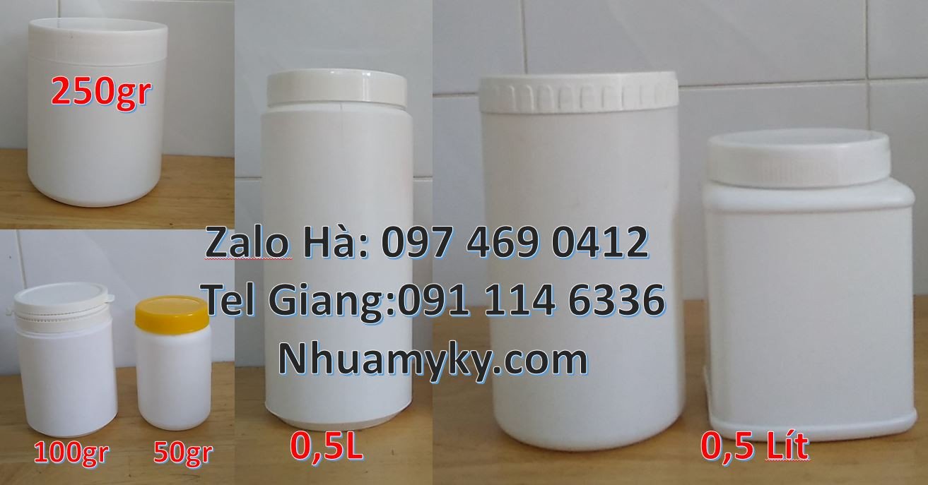 hũ nhựa 1kg nắp vặn màu trắng, hũ nhựa 500gr trắng đục,hũ nhựa giá rẻ