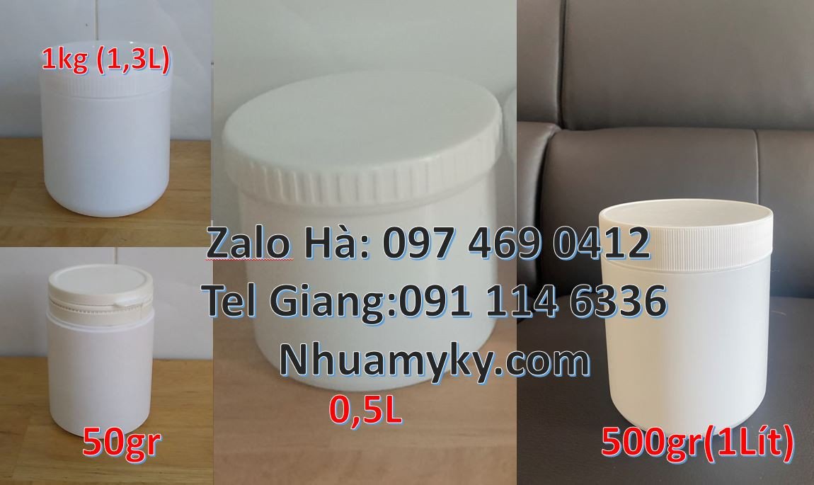 hũ nhựa 1kg nắp vặn màu trắng, hũ nhựa 500gr trắng đục,hũ nhựa giá rẻ