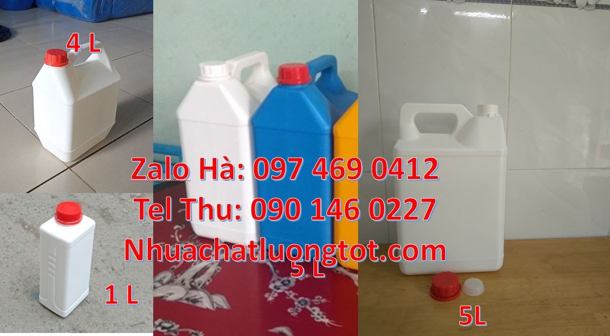 can 1l đựng sữa tươi, can 5l đựng nước rửa chén, can 4l màu xanh đen v