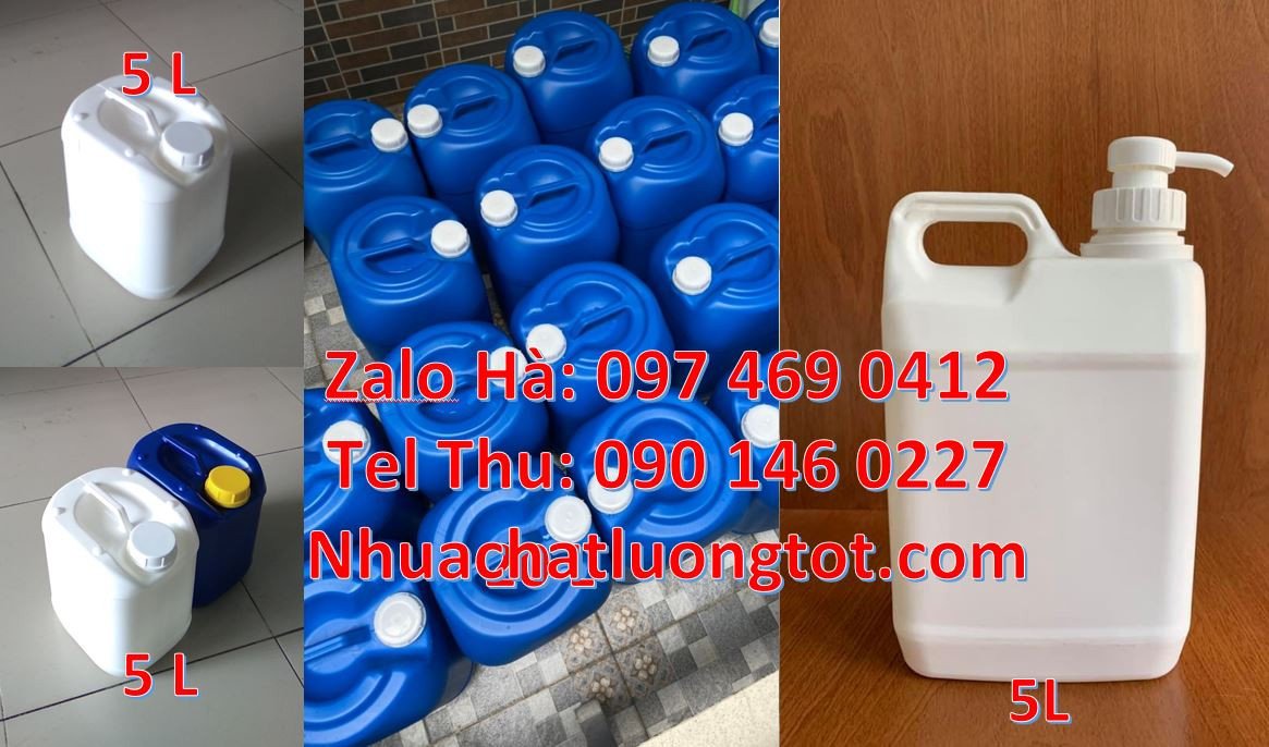 can 1l đựng sữa tươi, can 5l đựng nước rửa chén, can 4l màu xanh đen v
