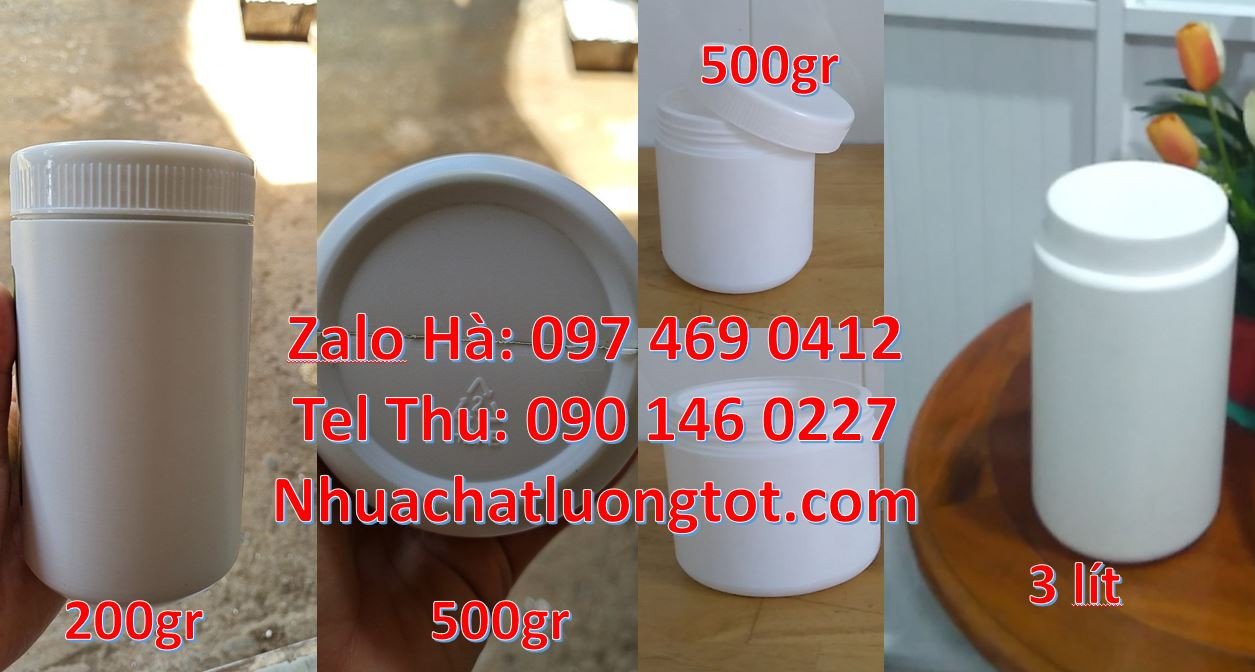 bán hũ nhựa 0.5kg đựng hóa chất,hũ nhựa 200gr đựng mỹ phẩm,hũ nhựa màu