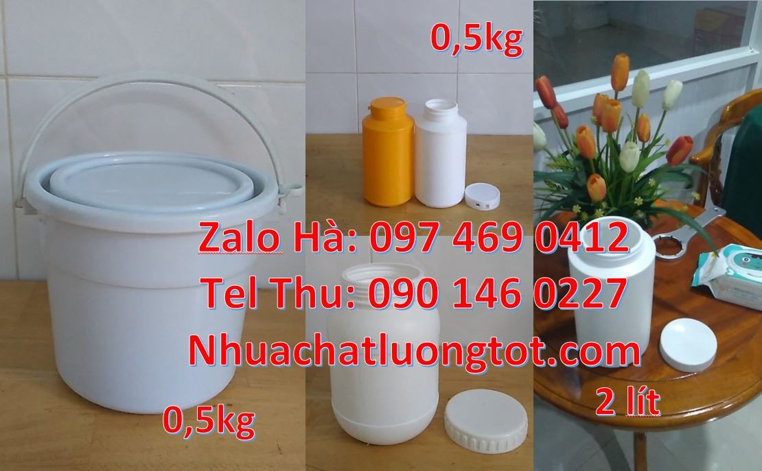 bán hũ nhựa 0.5kg đựng hóa chất,hũ nhựa 200gr đựng mỹ phẩm,hũ nhựa màu