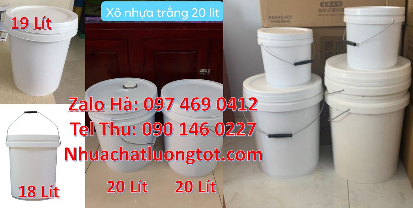 thùng đựng sơn 20l,thùng nhựa 19l quai sắt,thùng nhựa màu trắng 22l gi