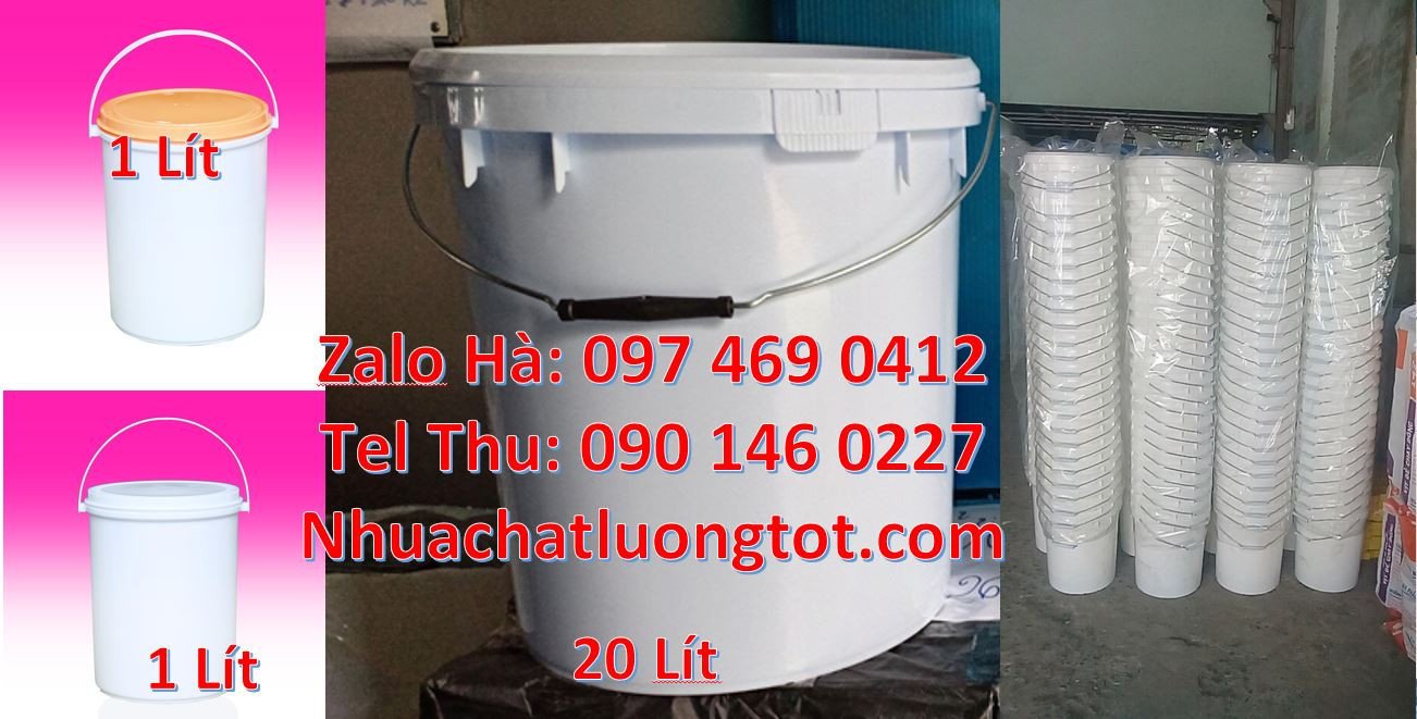 thùng đựng sơn 20l,thùng nhựa 19l quai sắt,thùng nhựa màu trắng 22l gi